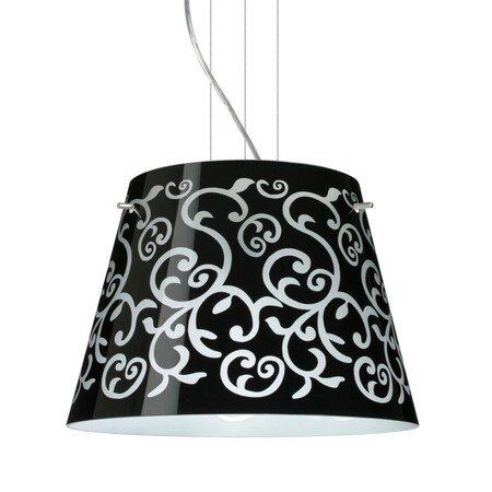 Besa Lighting Besa Pendant Amelia 15 Satin Nickel Black Damask 3x100W A19 1KV-4340BD-SN